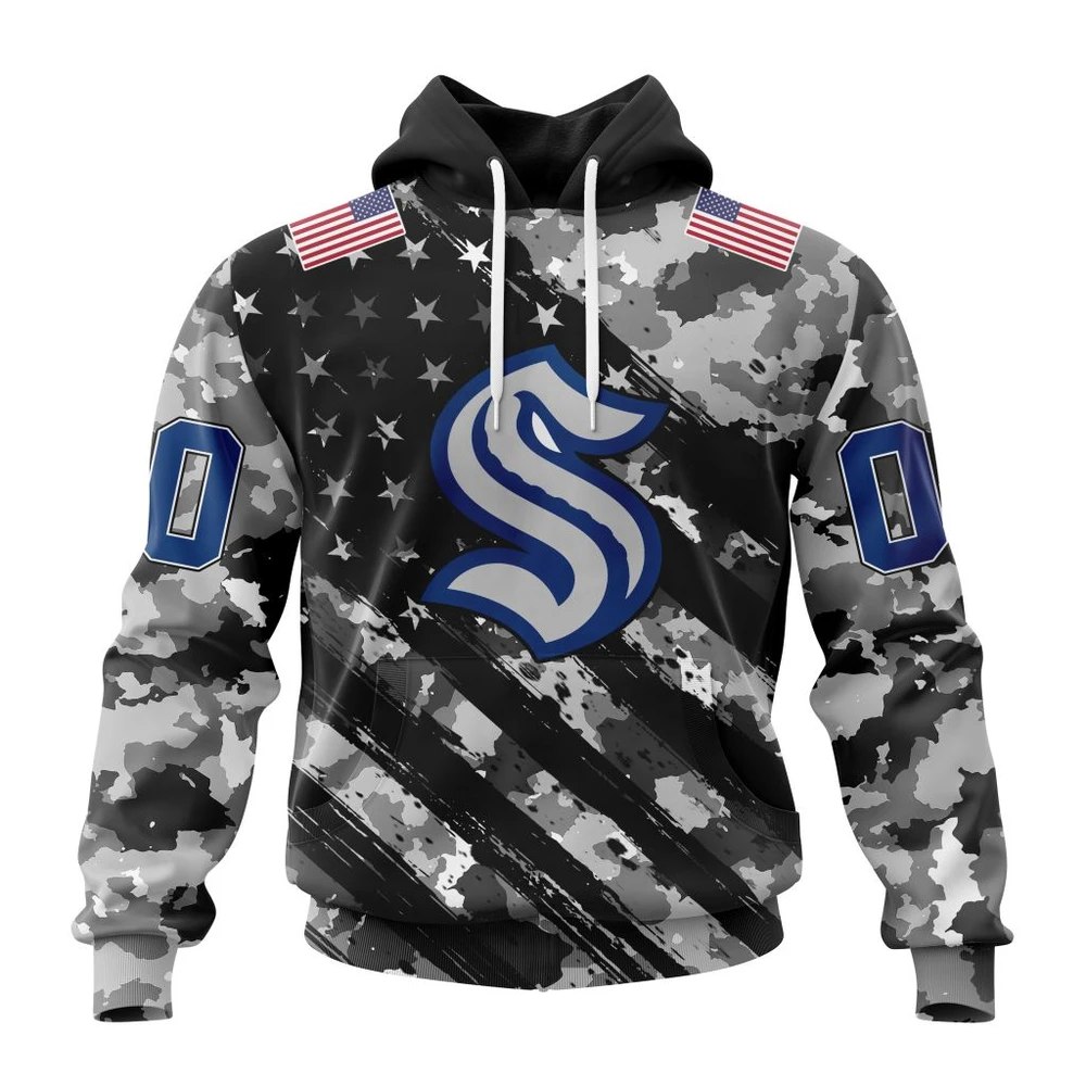 Hoodie NHL Seattle Kraken Special Camo Military Design St2301 QTNHL080524A2169HD