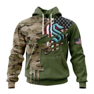 Hoodie NHL Seattle Kraken Special Camo Skull Design St2303 QTNHL080524A1706HD