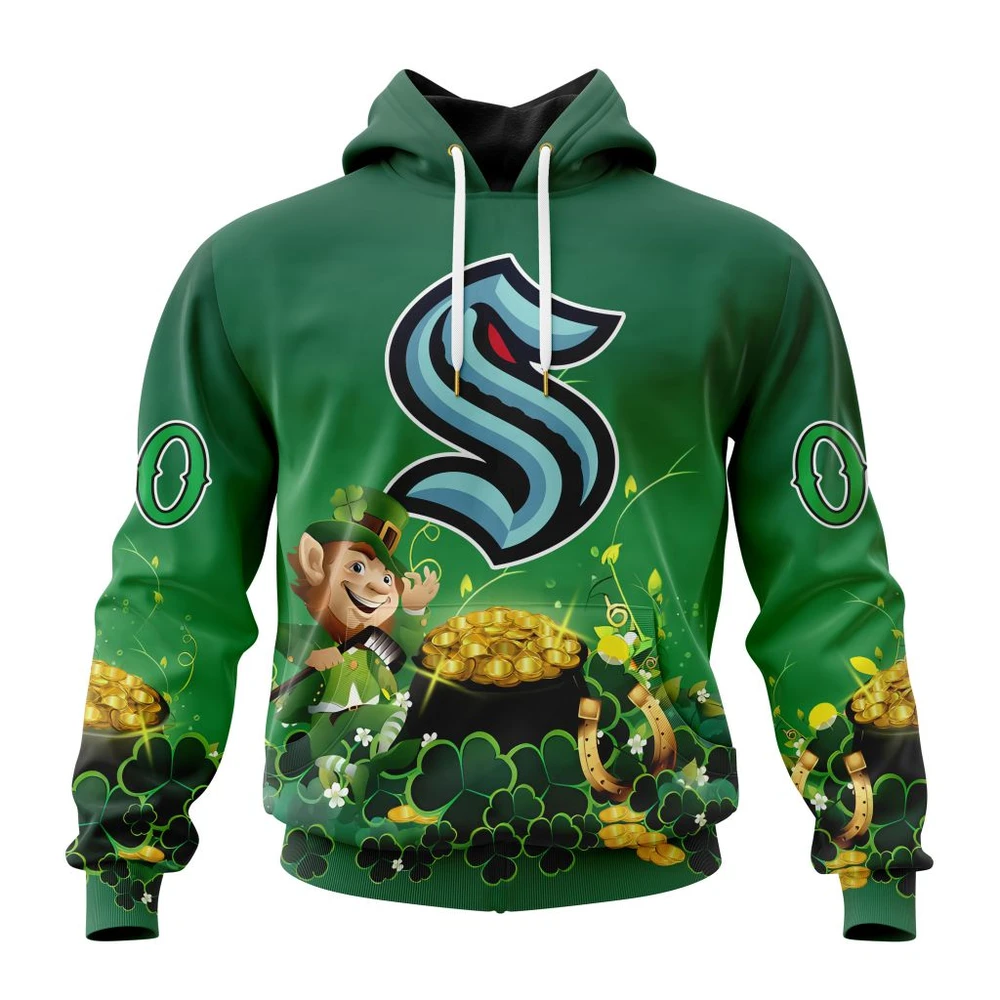 Hoodie NHL Seattle Kraken Special Design For St. Patrick's Day St2403 QTNHL080524A892HD