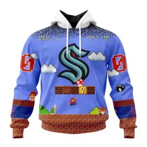 Hoodie NHL Seattle Kraken Special Kits With Super Mario Game Design QTNHL080524A2441HD