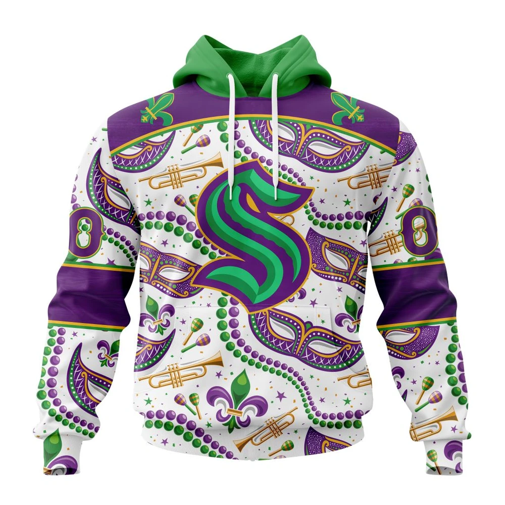 Hoodie NHL Seattle Kraken Special Mardi Gras Design St2401 QTNHL080524A730HD