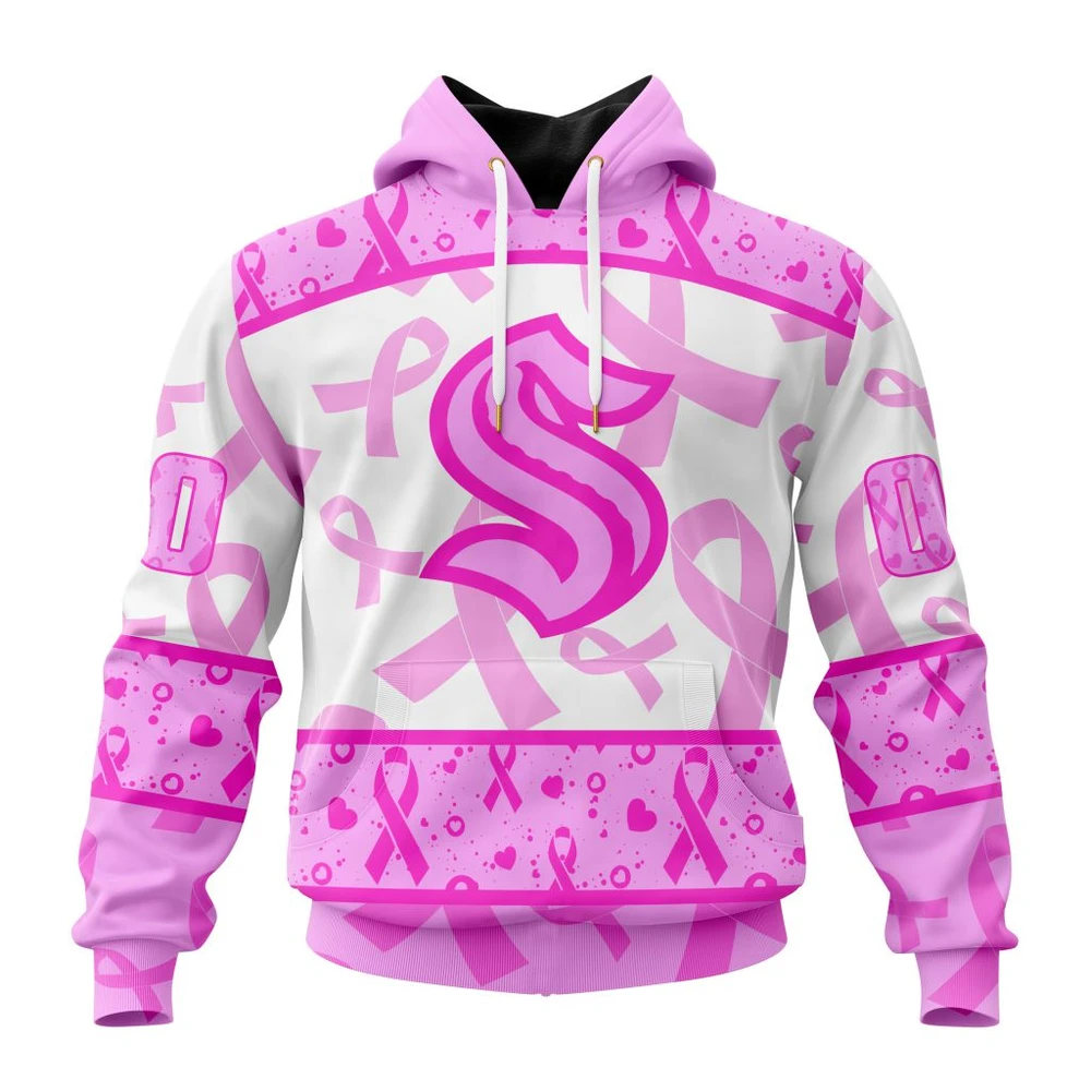 Hoodie NHL Seattle Kraken Special Pink October Breast Cancer Awareness Month St2302 QTNHL080524A1855HD