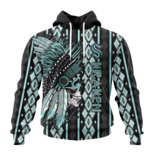 Hoodie NHL Seattle Kraken Special Skull Native Design St2301 QTNHL080524A2104HD