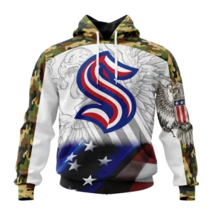 Hoodie NHL Seattle Kraken, Specialized Design With Our America Flag And Our America Eagle QTNHL080524A3439HD