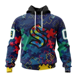 Hoodie NHL Seattle Kraken, Specialized Fearless Aganst Autism QTNHL080524A2620HD