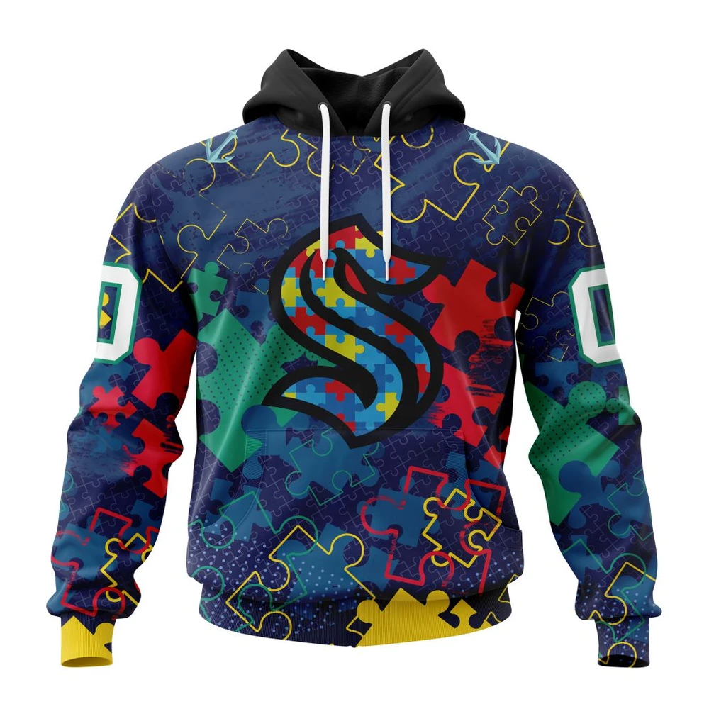 Hoodie NHL Seattle Kraken, Specialized Fearless Aganst Autism QTNHL080524A2620HD