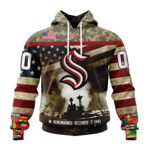 Hoodie NHL Seattle Kraken, Specialized Unisex Kits Remember Pearl Harbor QTNHL080524A2977HD