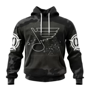 Hoodie NHL St. Louis Blues Special Black Camo Design For Veterans Day St2304 QTNHL080524A1602HD