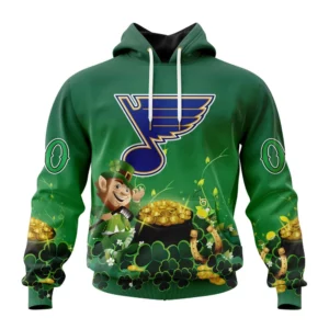 Hoodie NHL St. Louis Blues Special Design For St. Patrick&apos;s Day St2403 QTNHL080524A891HD