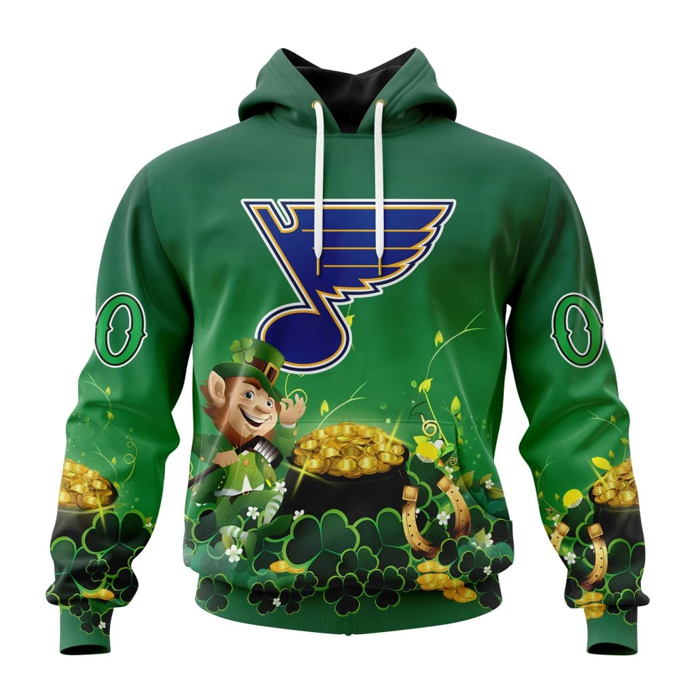 Hoodie NHL St. Louis Blues Special Design For St. Patrick's Day St2403 QTNHL080524A891HD
