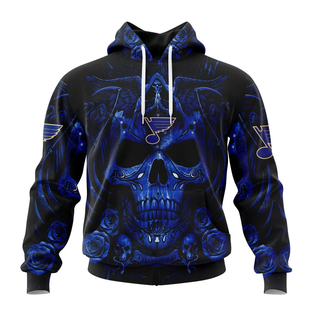 Hoodie NHL St Louis Blues Special Design With Skull Art St2203 QTNHL080524A346HD
