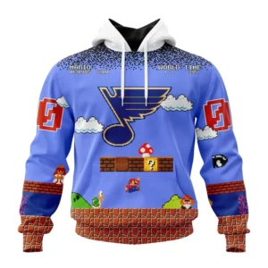 Hoodie NHL St. Louis Blues Special Kits With Super Mario Game Design QTNHL080524A2440HD