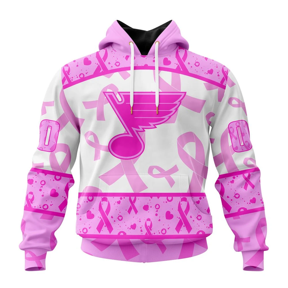 Hoodie NHL St. Louis Blues Special Pink October Breast Cancer Awareness Month St2302 QTNHL080524A229HD