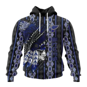 Hoodie NHL St. Louis Blues Special Skull Native Design St2301 QTNHL080524A2103HD