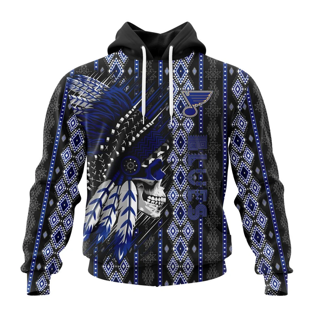 Hoodie NHL St. Louis Blues Special Skull Native Design St2301 QTNHL080524A2103HD