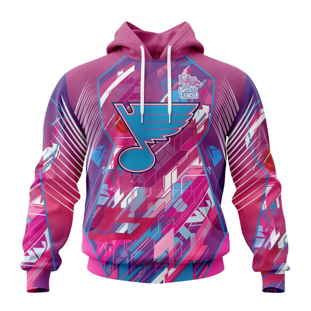 Hoodie NHL St. Louis Blues, Specialized Design I Pink I Can! Fearless Again Breast Cancer QTNHL080524A3556HD