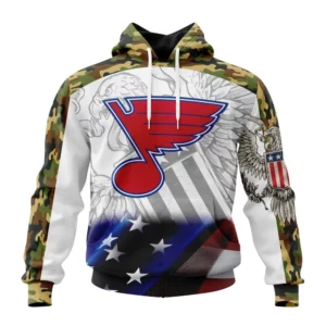 Hoodie NHL St. Louis Blues, Specialized Design With Our America Flag And Our America Eagle QTNHL080524A3438HD
