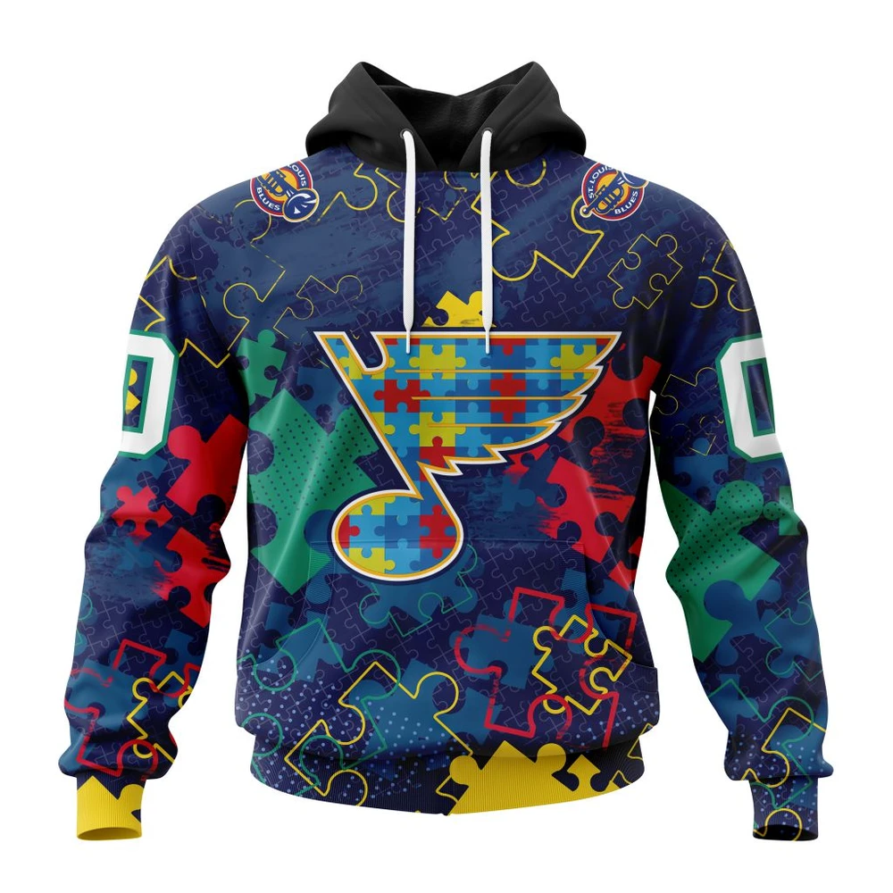 Hoodie NHL St. Louis Blues, Specialized Fearless Aganst Autism QTNHL080524A2619HD