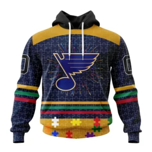 Hoodie NHL St. Louis Blues, Specialized Fearless Aganst Autism V0122 QTNHL080524A2512HD