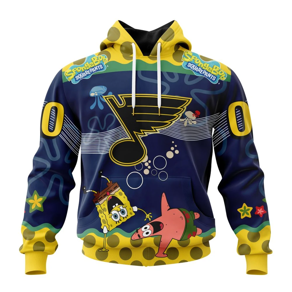 Hoodie NHL St. Louis Blues, Specialized Jersey With Spongebob QTNHL080524A3315HD
