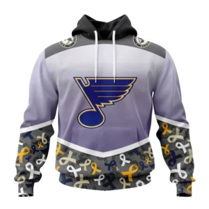 Hoodie NHL St. Louis Blues, Specialized Sport Fights Again All Cancer V0122 QTNHL080524A3349HD