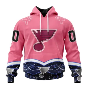 Hoodie NHL St. Louis Blues, Specialized Unisex For Hockey Fights Cancer QTNHL080524A2816HD