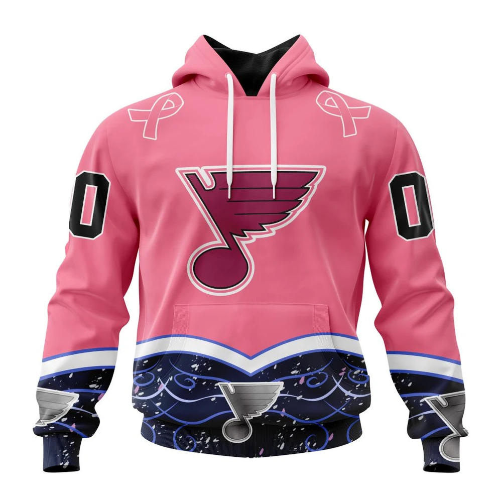 Hoodie NHL St. Louis Blues, Specialized Unisex For Hockey Fights Cancer QTNHL080524A2816HD