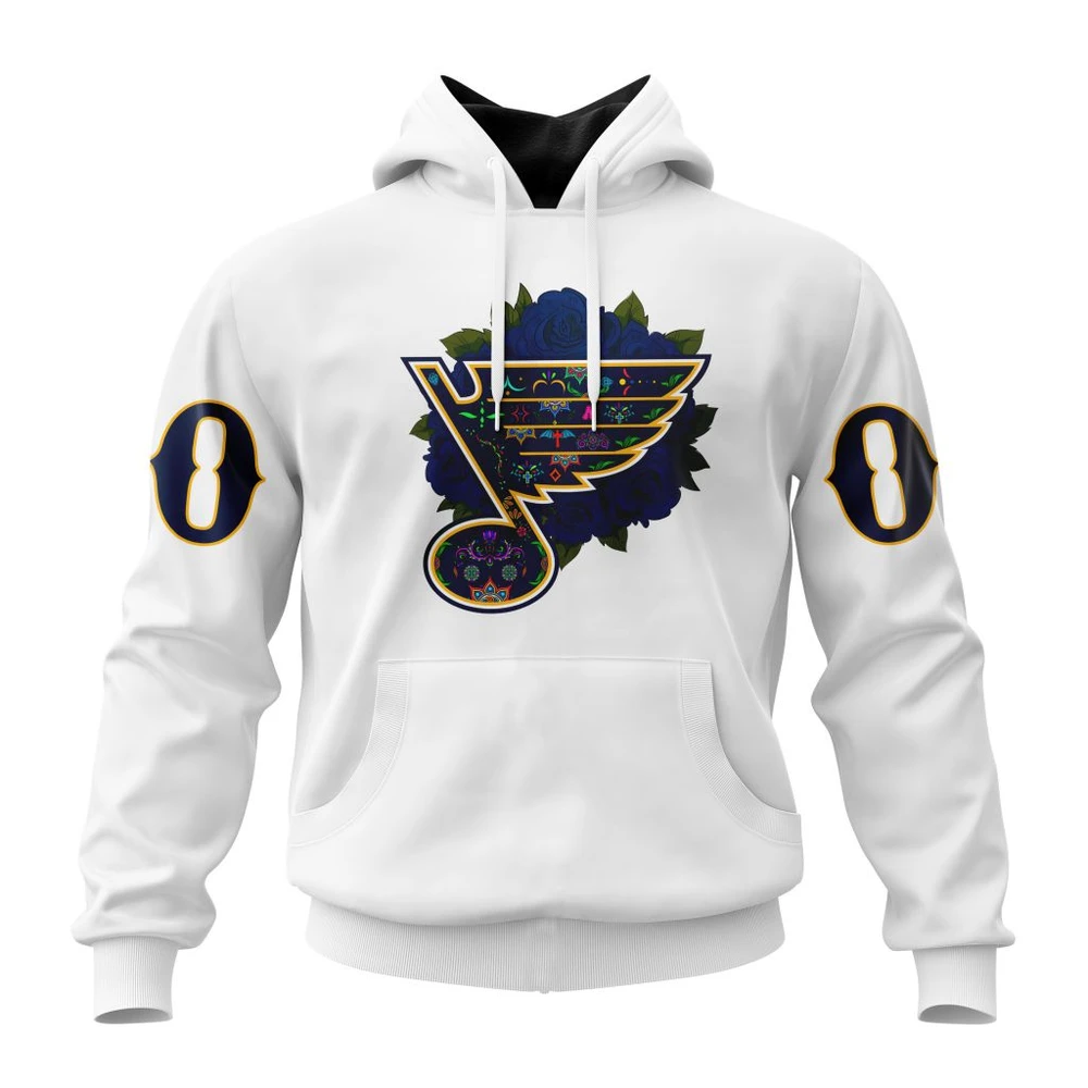 Hoodie NHL St. Louis Blues, Specialized Unisex Kits Dia De Muertos QTNHL080524A2849HD