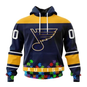 Hoodie NHL St. Louis Blues, Specialized Unisex Kits Hockey Fights Against Autism QTNHL080524A2649HD