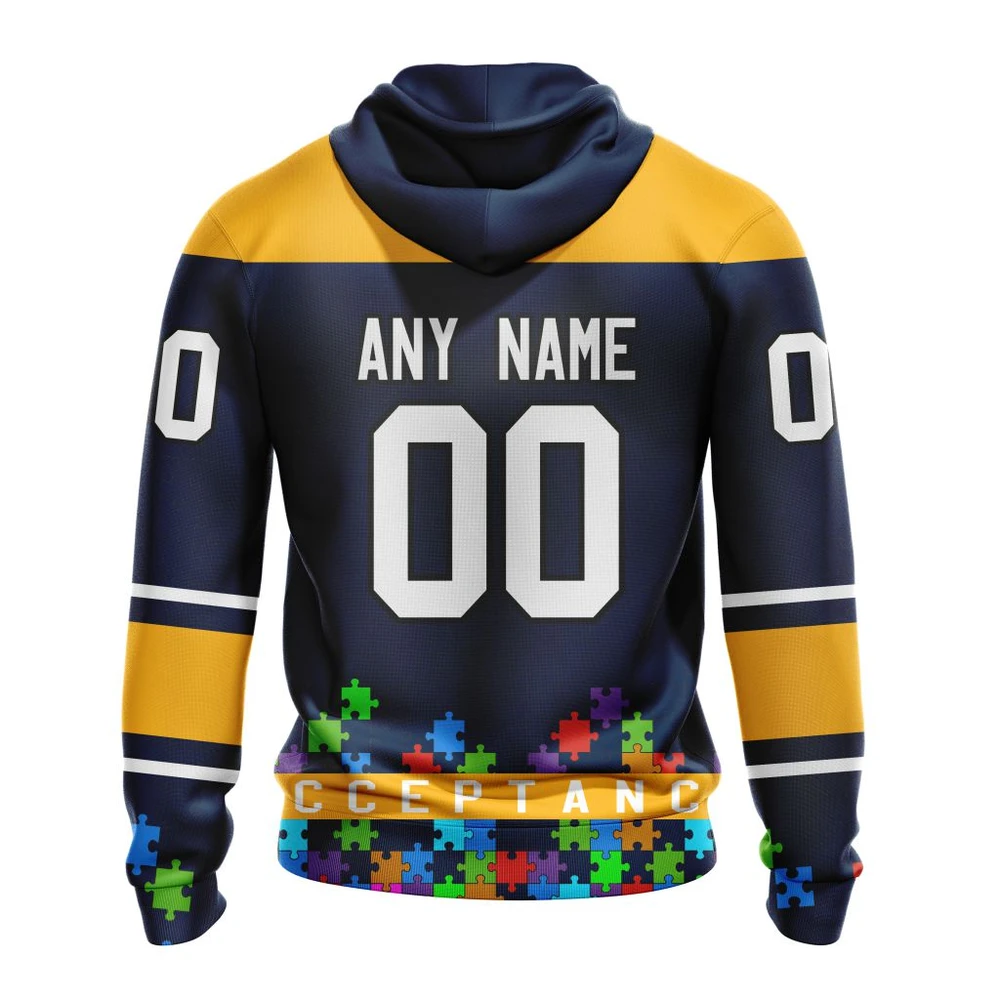 Hoodie NHL St. Louis Blues, Specialized Unisex Kits Hockey Fights Against Autism QTNHL080524A2649HD - Image 2