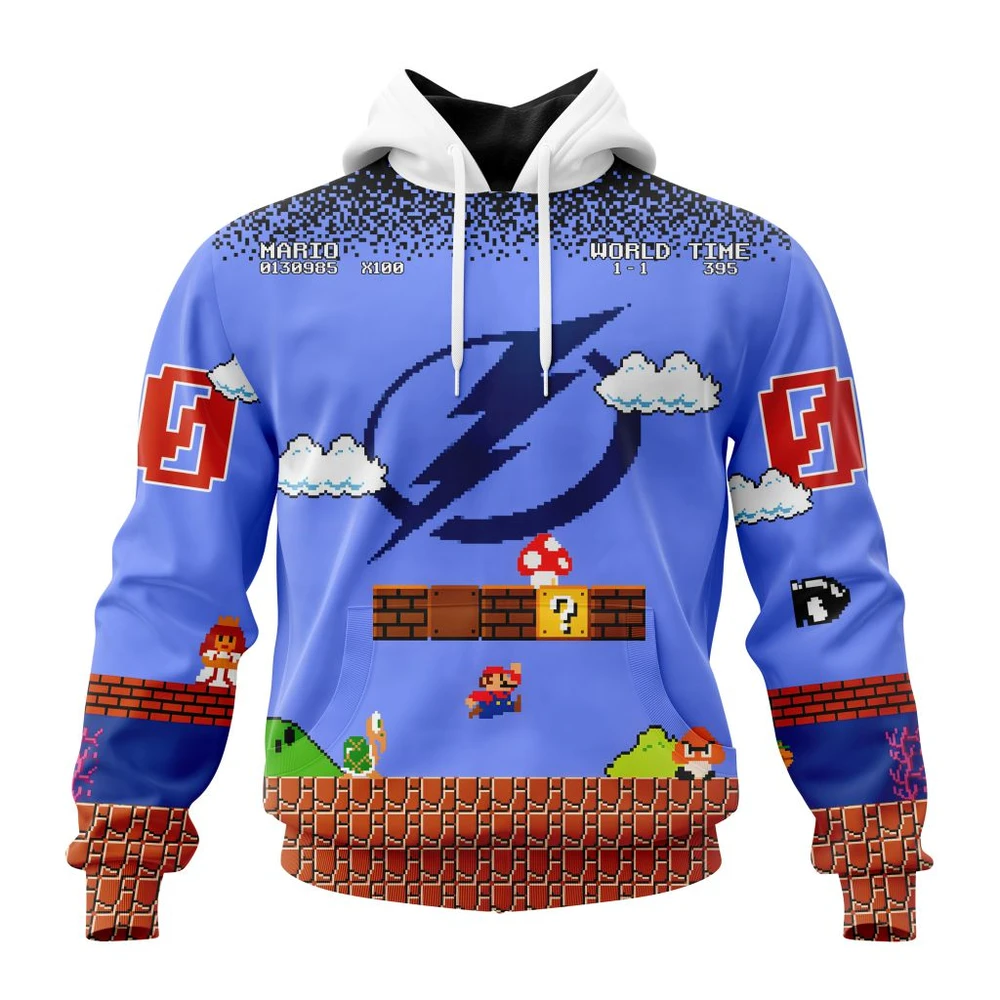 Hoodie NHL Tampa Bay Lightning Special Kits With Super Mario Game Design QTNHL080524A2439HD