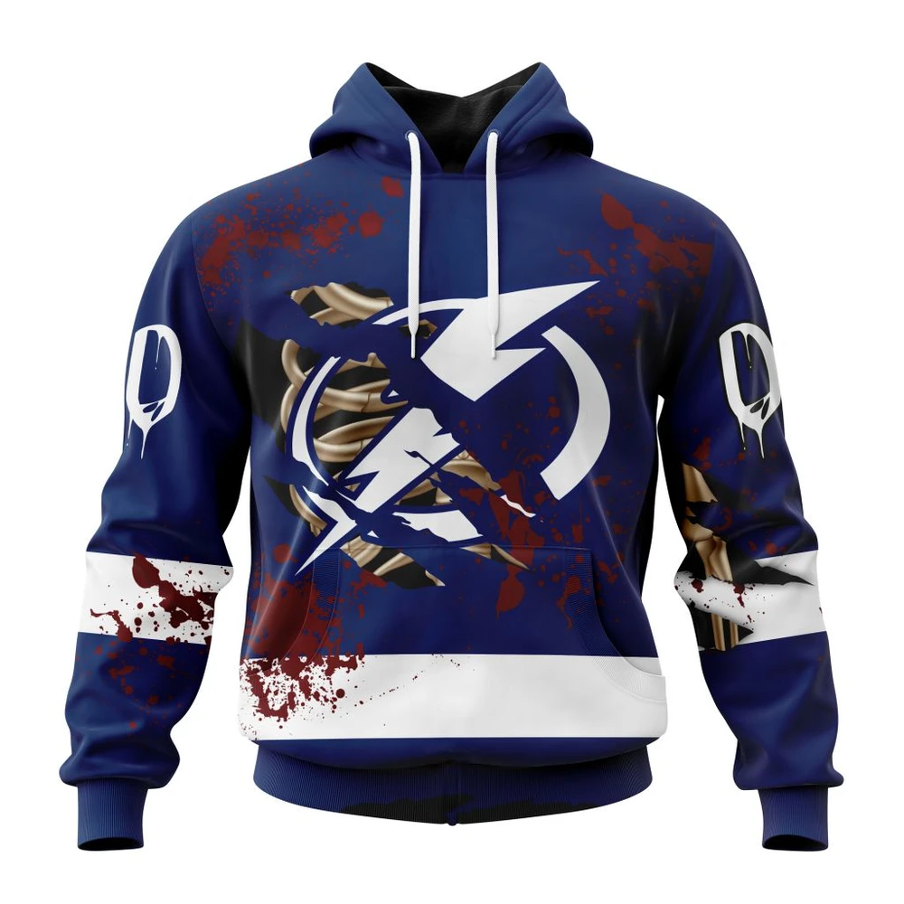 Hoodie NHL Tampa Bay Lightning, Specialized Design Jersey With Your Ribs For Halloween QTNHL080524A3495HD