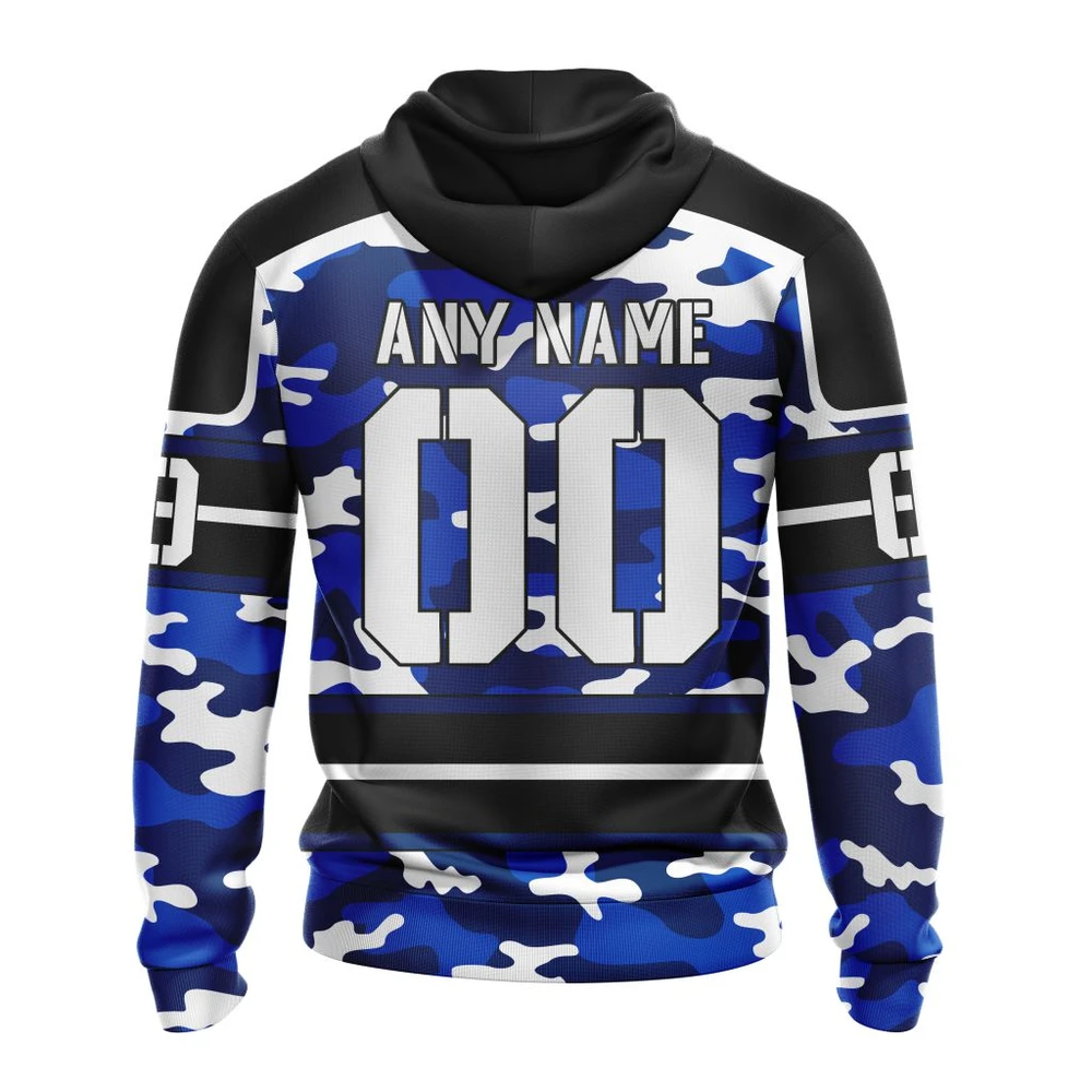 Hoodie NHL Tampa Bay Lightning, Specialized Design Wih Camo Team Color And Military Force Logo QTNHL080524A3524HD - Image 2