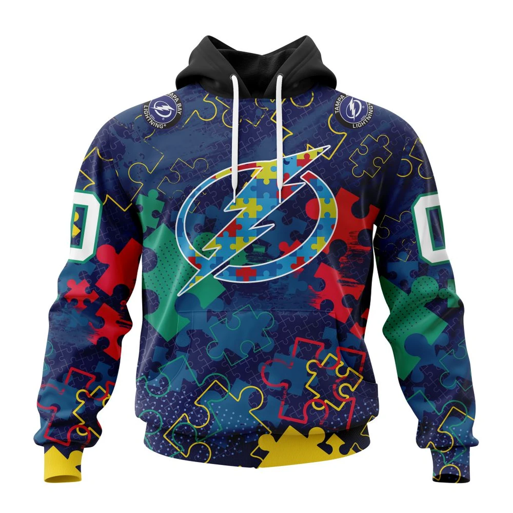 Hoodie NHL Tampa Bay Lightning, Specialized Fearless Aganst Autism QTNHL080524A2618HD