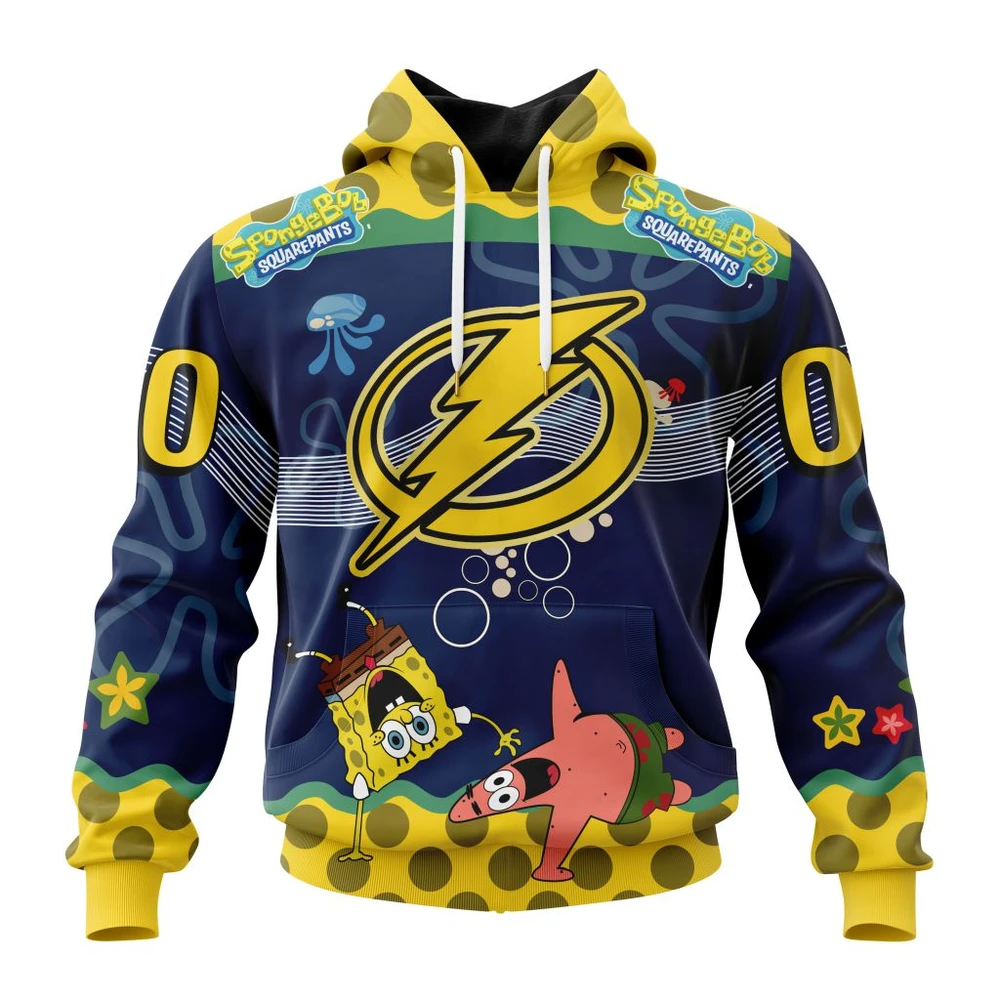 Hoodie NHL Tampa Bay Lightning, Specialized Jersey With Spongebob QTNHL080524A3314HD