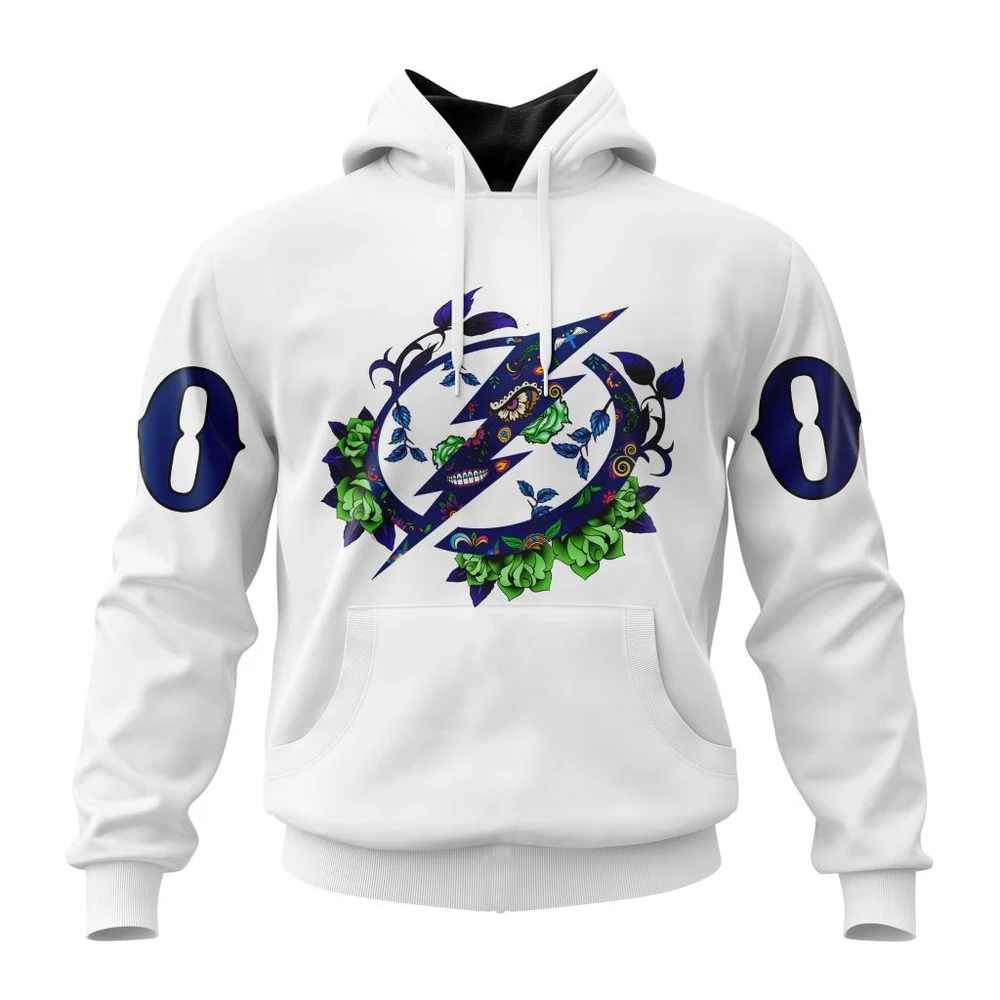 Hoodie NHL Tampa Bay Lightning, Specialized Unisex Kits Dia De Muertos QTNHL080524A2848HD