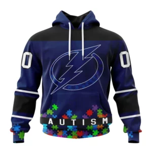 Hoodie NHL Tampa Bay Lightning, Specialized Unisex Kits Hockey Fights Against Autism QTNHL080524A2648HD
