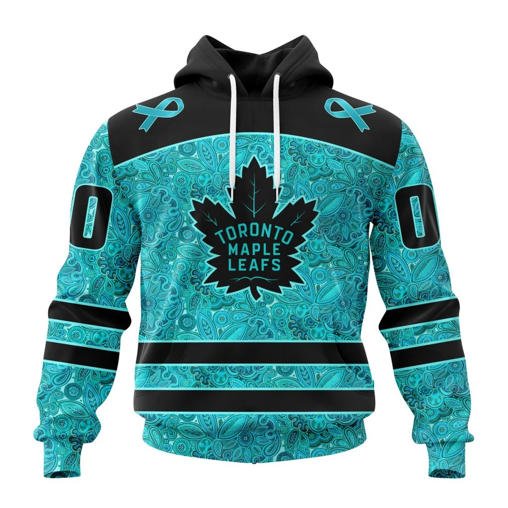 Hoodie NHL Toronto Maple Leafs Special Design Fight Ovarian Cancer St2201 QTNHL080524A124HD
