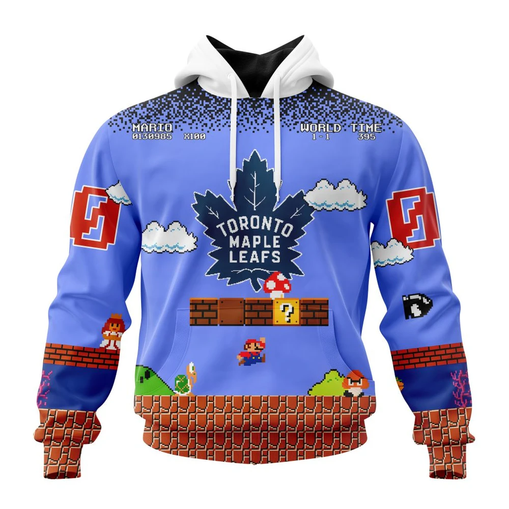 Hoodie NHL Toronto Maple Leafs Special Kits With Super Mario Game Design QTNHL080524A125HD