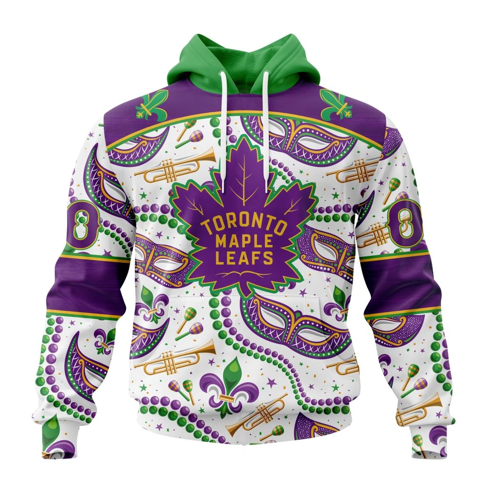 Hoodie NHL Toronto Maple Leafs Special Mardi Gras Design St2401 QTNHL080524A727HD