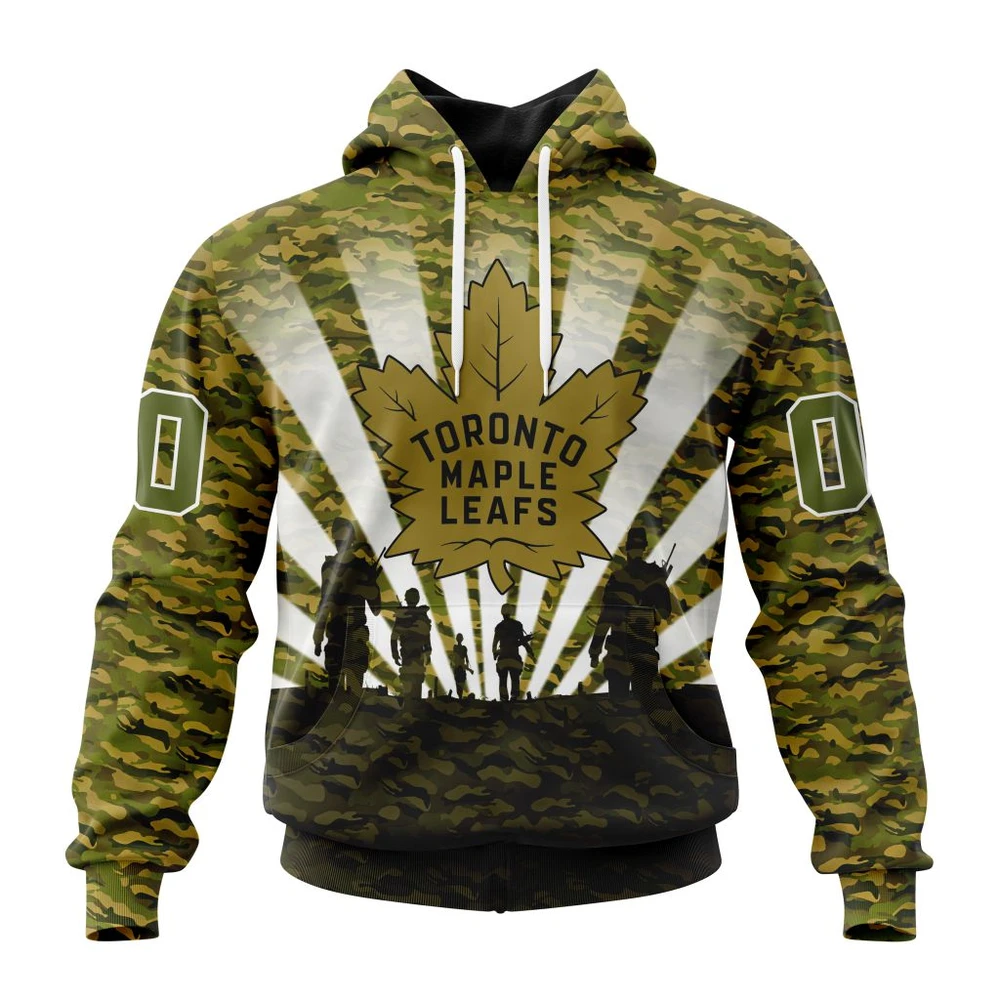Hoodie NHL Toronto Maple Leafs Special Military Camo Kits For Veterans Day And Rememberance Day St2201 QTNHL080524A385HD