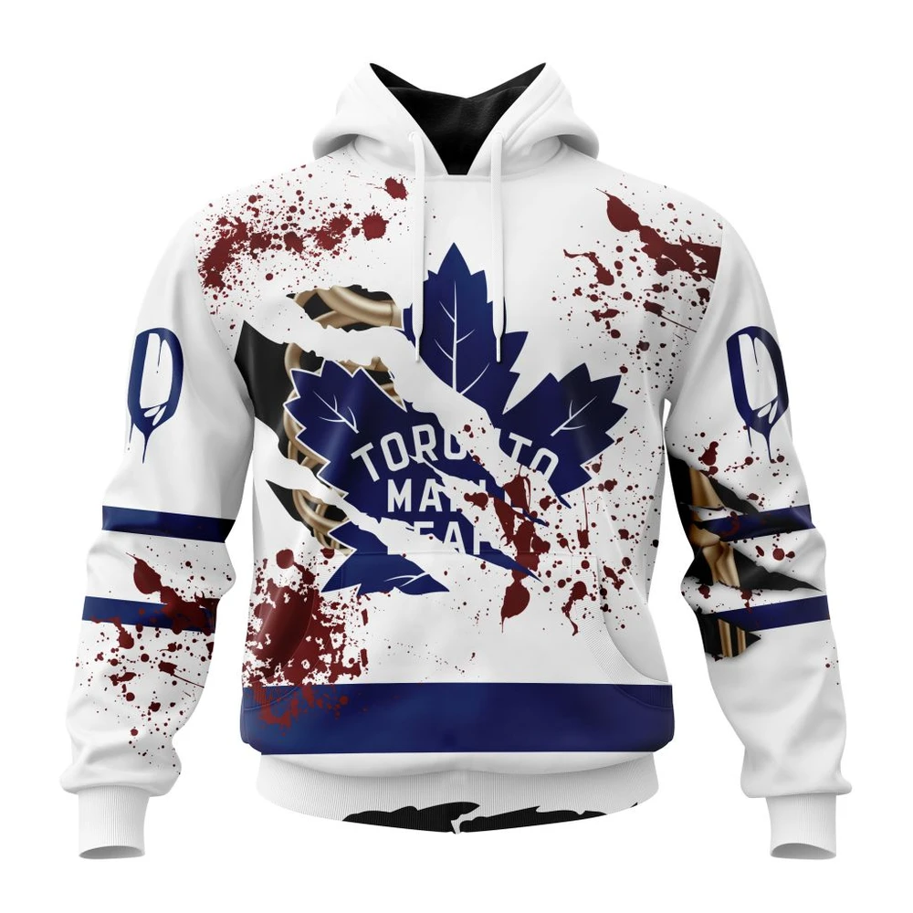 Hoodie NHL Toronto Maple Leafs, Specialized Design Jersey With Your Ribs For Halloween QTNHL080524A386HD