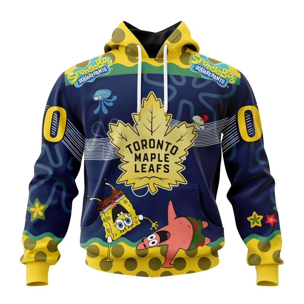 Hoodie NHL Toronto Maple Leafs Specialized Jersey With Spongebob QTNHL080524A151HD