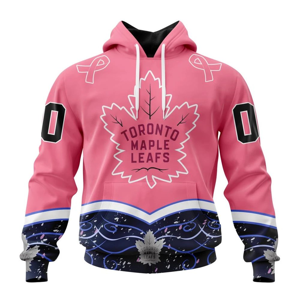 Hoodie NHL Toronto Maple Leafs, Specialized Unisex For Hockey Fights Cancer QTNHL080524A310HD