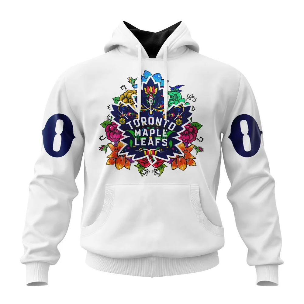 Hoodie NHL Toronto Maple Leafs, Specialized Unisex Kits Dia De Muertos QTNHL080524A313HD