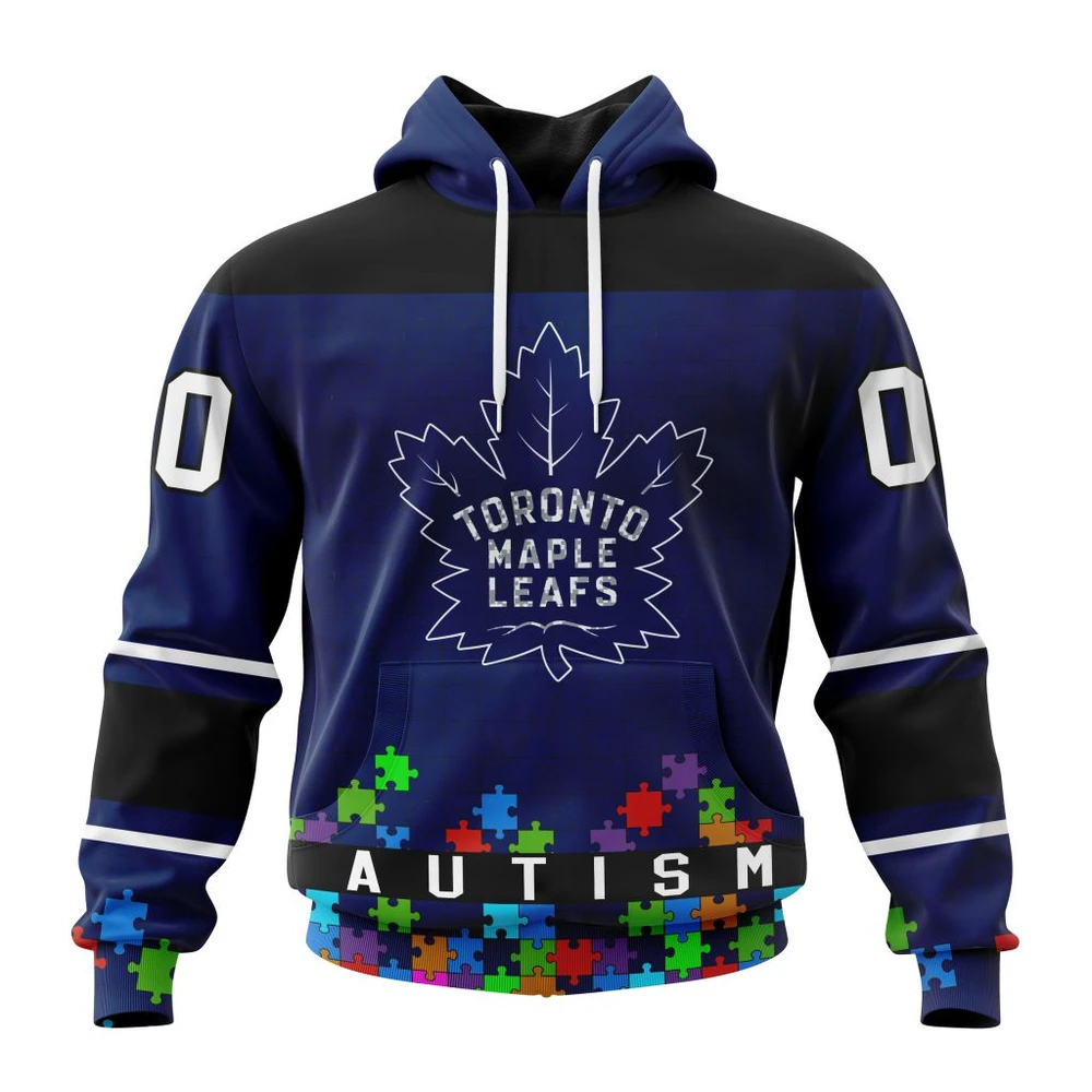 Hoodie NHL Toronto Maple Leafs, Specialized Unisex Kits Hockey Fights Against Autism QTNHL080524A2647HD