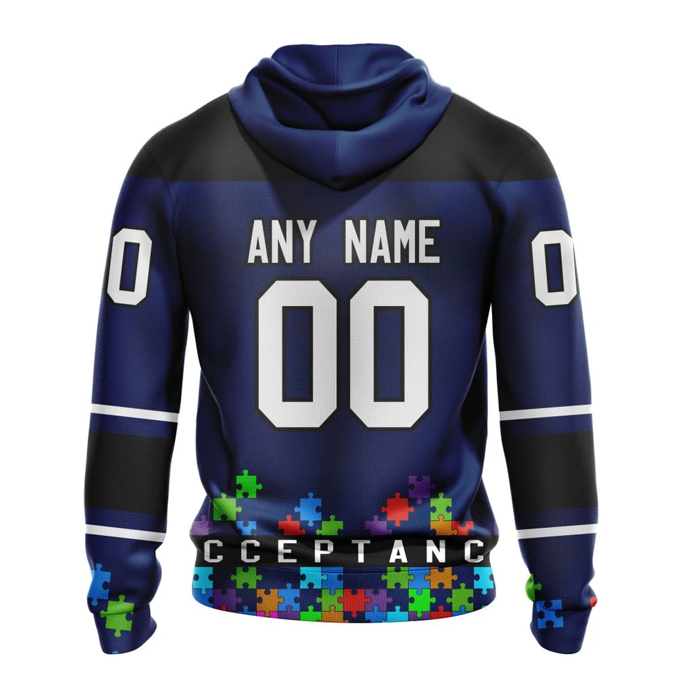 Hoodie NHL Toronto Maple Leafs, Specialized Unisex Kits Hockey Fights Against Autism QTNHL080524A2647HD - Image 2