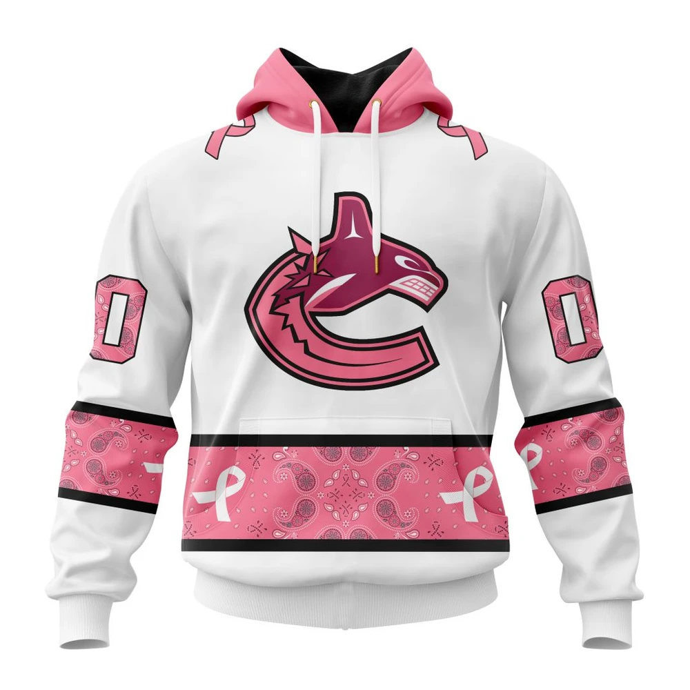 Hoodie NHL Vancouver Canucks In Classic Style With Paisley! In October We Wear Pink Breast Cancer QTNHL080524A1659HD