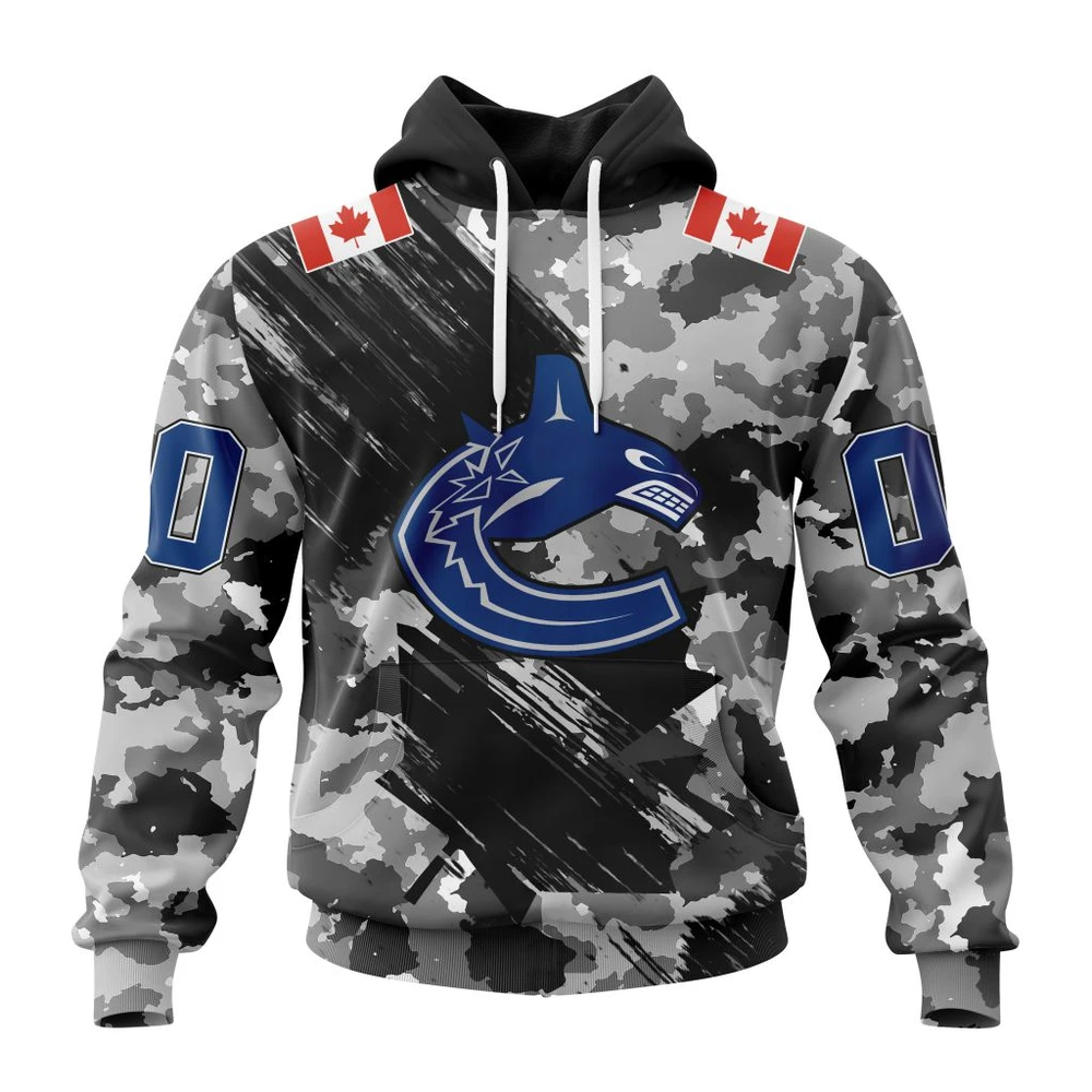 Hoodie NHL Vancouver Canucks Special Camo Armed Forces Design St2301 QTNHL080524A2165HD