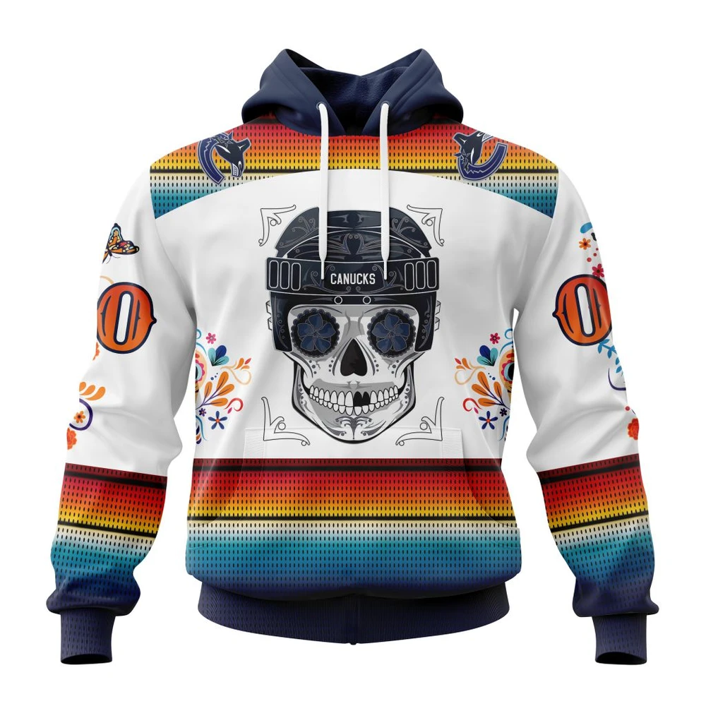 Hoodie NHL Vancouver Canucks Special Design For Dia De Los Muertos St2301 QTNHL080524A1436HD